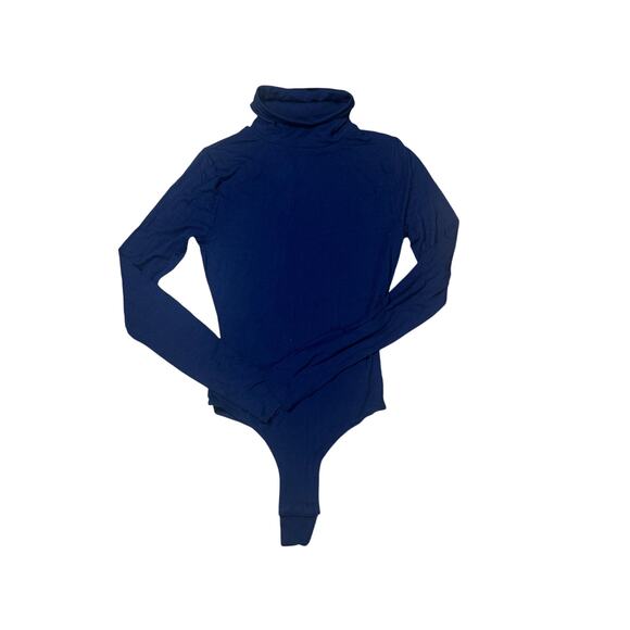 Hill House The Luna Bodysuit Navy Blue Turtleneck - Picture 1 of 6